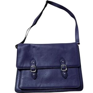 Leveret Purple Leather Satchel Crossbody Bag with Buckle Detail for Women